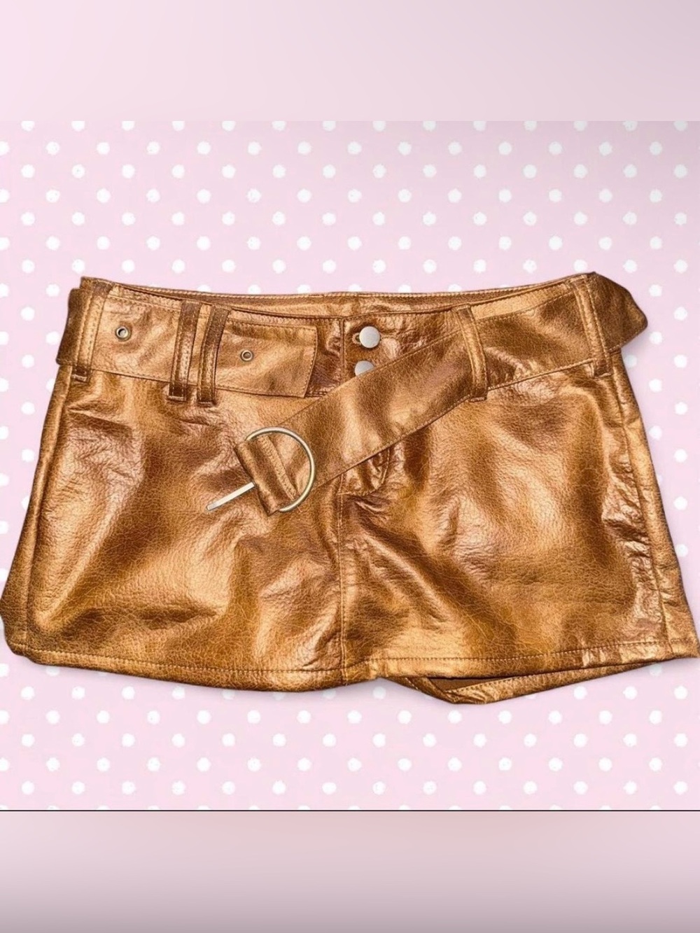 Windsor Metallic Copper Mini Skort with D-Ring Belt